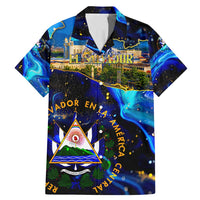 El Salvador Country Pride Family Matching Mermaid Dress and Hawaiian Shirt Map Flag and National Emblem Art in Cosmic Blue - Wonder Print Shop