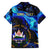 El Salvador Country Pride Family Matching Off The Shoulder Long Sleeve Dress and Hawaiian Shirt Map Flag and National Emblem Art in Cosmic Blue - Wonder Print Shop