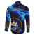 El Salvador Country Pride Family Matching Off The Shoulder Long Sleeve Dress and Hawaiian Shirt Map Flag and National Emblem Art in Cosmic Blue - Wonder Print Shop