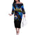 El Salvador Country Pride Family Matching Off The Shoulder Long Sleeve Dress and Hawaiian Shirt Map Flag and National Emblem Art in Cosmic Blue - Wonder Print Shop