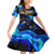 El Salvador Country Pride Family Matching Off Shoulder Short Dress and Hawaiian Shirt Map Flag and National Emblem Art in Cosmic Blue - Wonder Print Shop