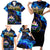 El Salvador Country Pride Family Matching Short Sleeve Bodycon Dress and Hawaiian Shirt Map Flag and National Emblem Art in Cosmic Blue - Wonder Print Shop