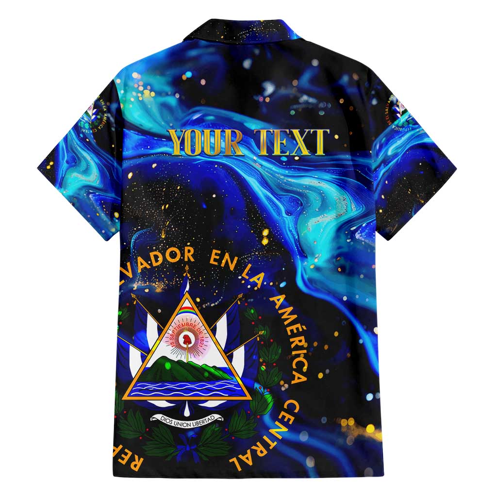 El Salvador Country Pride Hawaiian Shirt Map Flag and National Emblem Art in Cosmic Blue - Wonder Print Shop