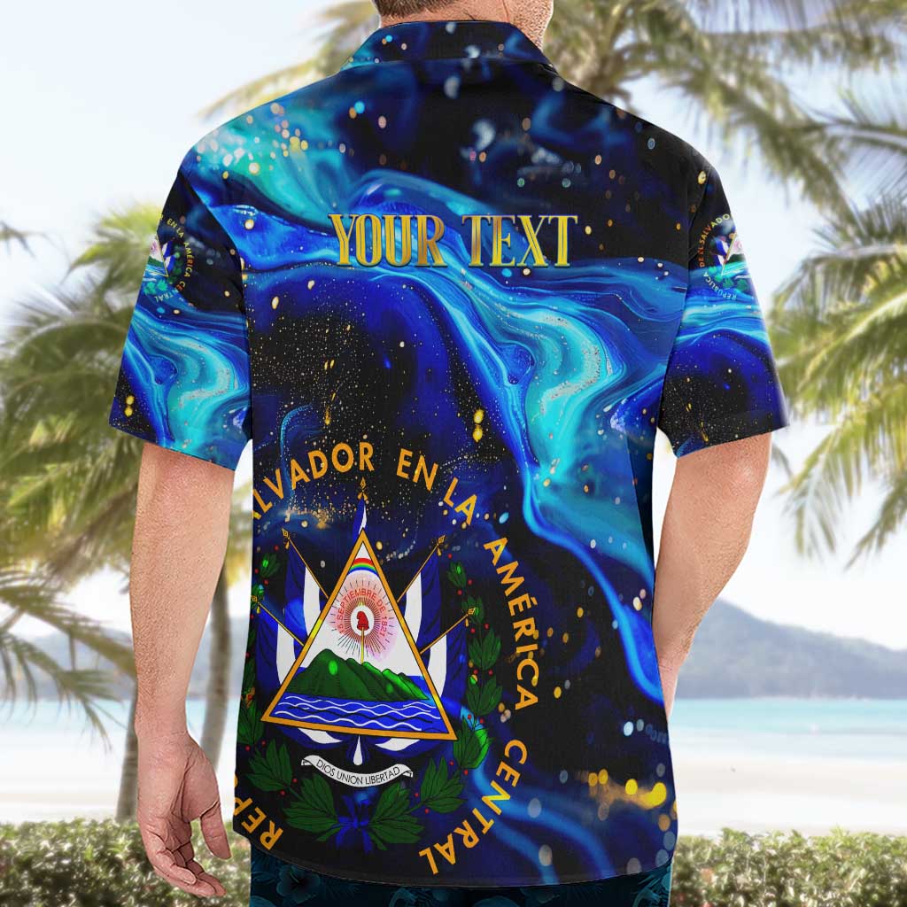 El Salvador Country Pride Hawaiian Shirt Map Flag and National Emblem Art in Cosmic Blue - Wonder Print Shop