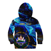 El Salvador Country Pride Kid Hoodie Map Flag and National Emblem Art in Cosmic Blue - Wonder Print Shop