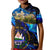 El Salvador Country Pride Kid Polo Shirt Map Flag and National Emblem Art in Cosmic Blue - Wonder Print Shop