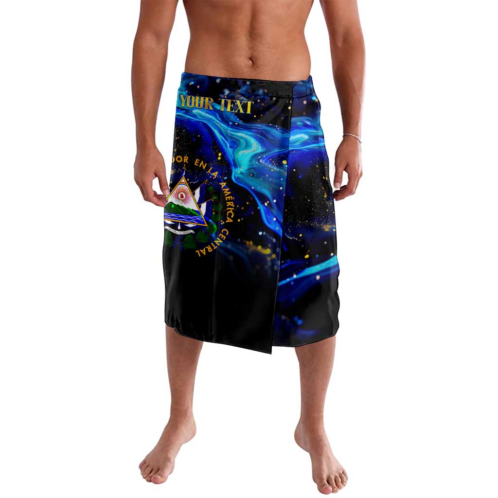 El Salvador Country Pride Lavalava Map Flag and National Emblem Art in Cosmic Blue - Wonder Print Shop