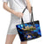 El Salvador Country Pride Leather Tote Bag Map Flag and National Emblem Art in Cosmic Blue - Wonder Print Shop
