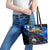 El Salvador Country Pride Leather Tote Bag Map Flag and National Emblem Art in Cosmic Blue - Wonder Print Shop