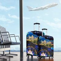 El Salvador Country Pride Luggage Cover Map Flag and National Emblem Art in Cosmic Blue - Wonder Print Shop