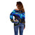 El Salvador Country Pride Off Shoulder Sweater Map Flag and National Emblem Art in Cosmic Blue - Wonder Print Shop
