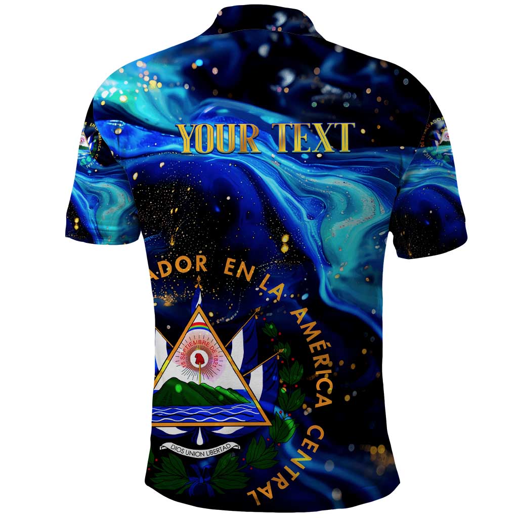 El Salvador Country Pride Polo Shirt Map Flag and National Emblem Art in Cosmic Blue - Wonder Print Shop