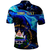 El Salvador Country Pride Polo Shirt Map Flag and National Emblem Art in Cosmic Blue - Wonder Print Shop