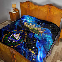 El Salvador Country Pride Quilt Map Flag and National Emblem Art in Cosmic Blue - Wonder Print Shop
