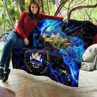 El Salvador Country Pride Quilt Map Flag and National Emblem Art in Cosmic Blue - Wonder Print Shop