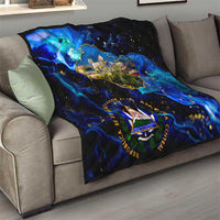 El Salvador Country Pride Quilt Map Flag and National Emblem Art in Cosmic Blue - Wonder Print Shop