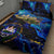 El Salvador Country Pride Quilt Bed Set Map Flag and National Emblem Art in Cosmic Blue - Wonder Print Shop