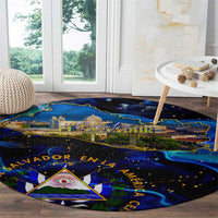 El Salvador Country Pride Round Carpet Map Flag and National Emblem Art in Cosmic Blue - Wonder Print Shop