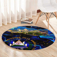 El Salvador Country Pride Round Carpet Map Flag and National Emblem Art in Cosmic Blue - Wonder Print Shop