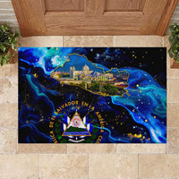El Salvador Country Pride Rubber Doormat Map Flag and National Emblem Art in Cosmic Blue - Wonder Print Shop
