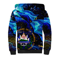 El Salvador Country Pride Sherpa Hoodie Map Flag and National Emblem Art in Cosmic Blue - Wonder Print Shop