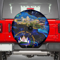 El Salvador Country Pride Spare Tire Cover Map Flag and National Emblem Art in Cosmic Blue - Wonder Print Shop