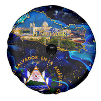 El Salvador Country Pride Spare Tire Cover Map Flag and National Emblem Art in Cosmic Blue - Wonder Print Shop