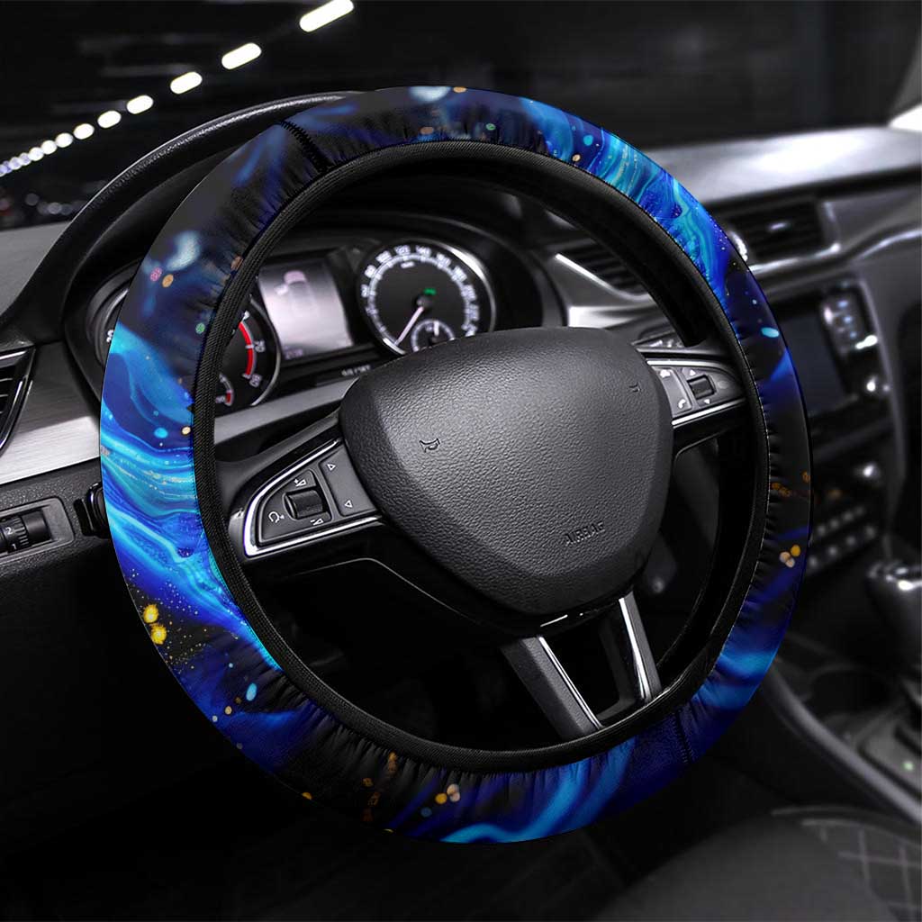 El Salvador Country Pride Steering Wheel Cover Map Flag and National Emblem Art in Cosmic Blue - Wonder Print Shop