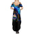 El Salvador Country Pride Summer Maxi Dress Map Flag and National Emblem Art in Cosmic Blue - Wonder Print Shop