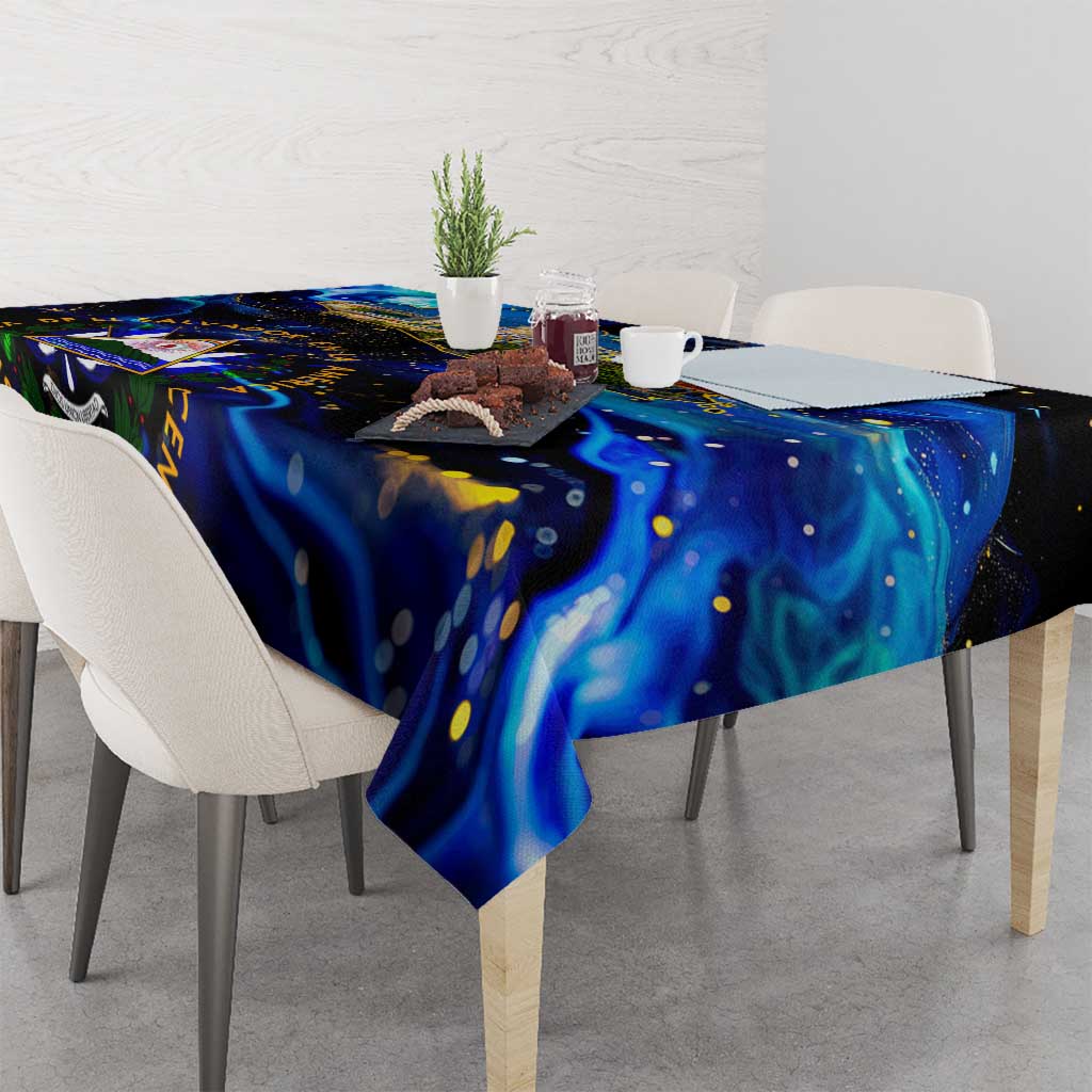El Salvador Country Pride Tablecloth Map Flag and National Emblem Art in Cosmic Blue - Wonder Print Shop