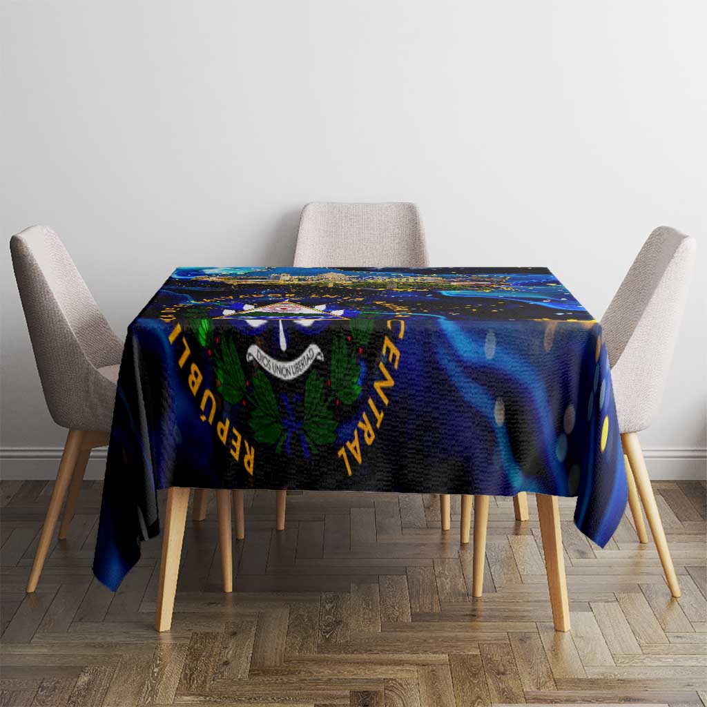 El Salvador Country Pride Tablecloth Map Flag and National Emblem Art in Cosmic Blue - Wonder Print Shop