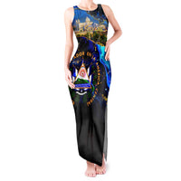 El Salvador Country Pride Tank Maxi Dress Map Flag and National Emblem Art in Cosmic Blue - Wonder Print Shop