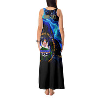 El Salvador Country Pride Tank Maxi Dress Map Flag and National Emblem Art in Cosmic Blue - Wonder Print Shop