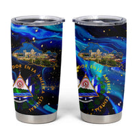 El Salvador Country Pride Tumbler Cup Map Flag and National Emblem Art in Cosmic Blue - Wonder Print Shop