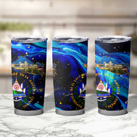 El Salvador Country Pride Tumbler Cup Map Flag and National Emblem Art in Cosmic Blue - Wonder Print Shop