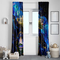 El Salvador Country Pride Window Curtain Map Flag and National Emblem Art in Cosmic Blue - Wonder Print Shop