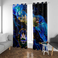 El Salvador Country Pride Window Curtain Map Flag and National Emblem Art in Cosmic Blue - Wonder Print Shop