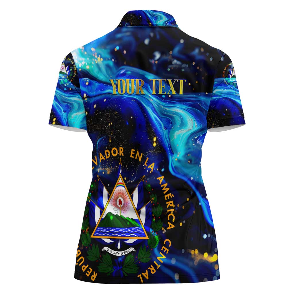 El Salvador Country Pride Women Polo Shirt Map Flag and National Emblem Art in Cosmic Blue - Wonder Print Shop