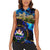 El Salvador Country Pride Women Sleeveless Polo Shirt Map Flag and National Emblem Art in Cosmic Blue - Wonder Print Shop