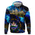El Salvador Country Pride Zip Hoodie Map Flag and National Emblem Art in Cosmic Blue - Wonder Print Shop