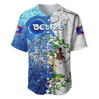 The Deep Heart Of Belize Baseball Jersey Belize Abstract Heritage Ocean Blue Splash Art - Wonder Print Shop
