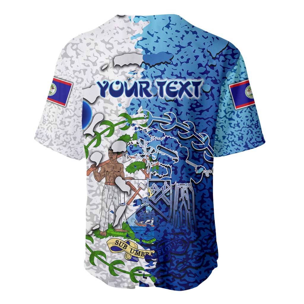 The Deep Heart Of Belize Baseball Jersey Belize Abstract Heritage Ocean Blue Splash Art - Wonder Print Shop
