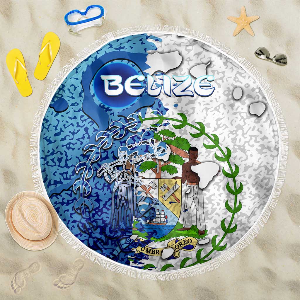 The Deep Heart Of Belize Beach Blanket Belize Abstract Heritage Ocean Blue Splash Art - Wonder Print Shop