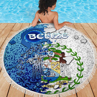 The Deep Heart Of Belize Beach Blanket Belize Abstract Heritage Ocean Blue Splash Art - Wonder Print Shop