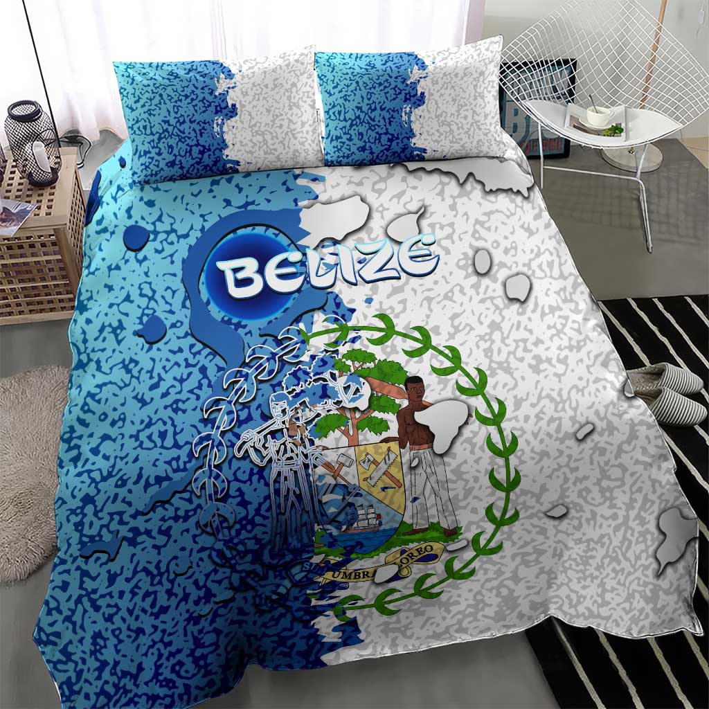 The Deep Heart Of Belize Bedding Set Belize Abstract Heritage Ocean Blue Splash Art - Wonder Print Shop
