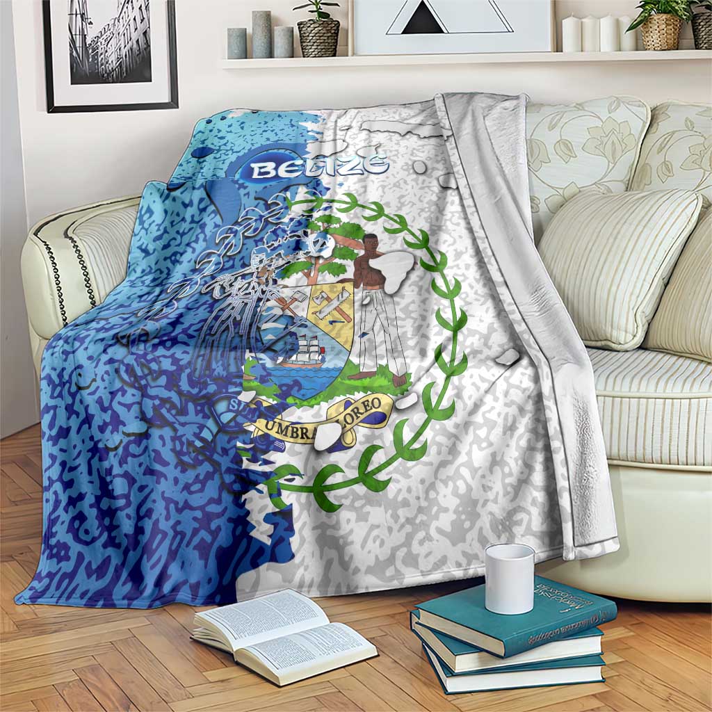 The Deep Heart Of Belize Blanket Belize Abstract Heritage Ocean Blue Splash Art - Wonder Print Shop