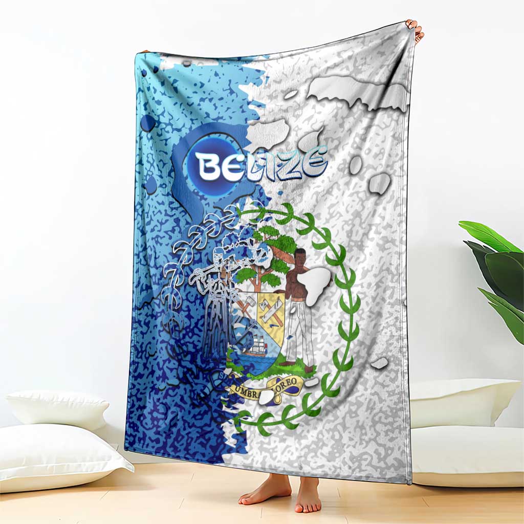 The Deep Heart Of Belize Blanket Belize Abstract Heritage Ocean Blue Splash Art - Wonder Print Shop