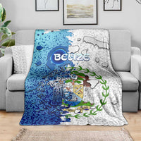 The Deep Heart Of Belize Blanket Belize Abstract Heritage Ocean Blue Splash Art - Wonder Print Shop