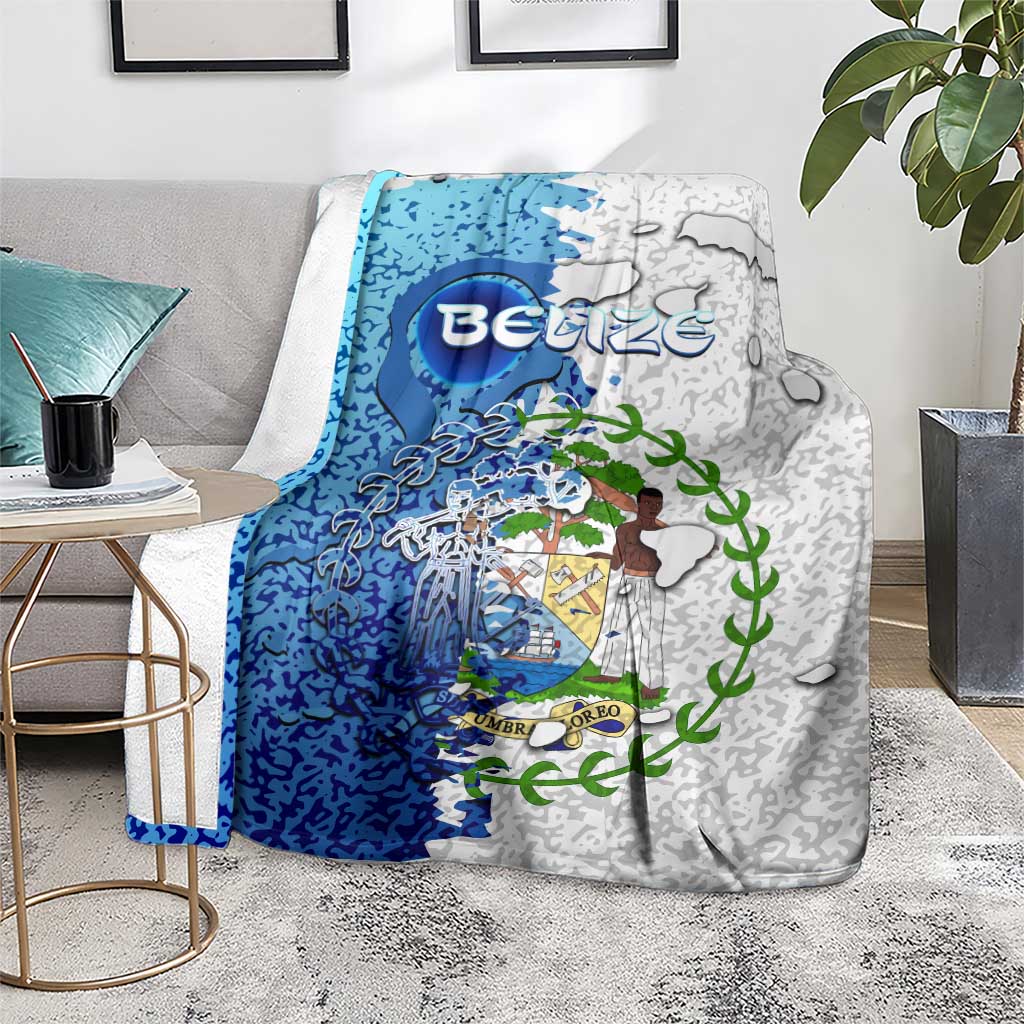 The Deep Heart Of Belize Blanket Belize Abstract Heritage Ocean Blue Splash Art - Wonder Print Shop