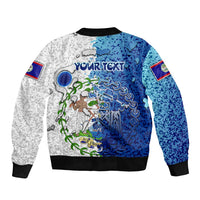 The Deep Heart Of Belize Bomber Jacket Belize Abstract Heritage Ocean Blue Splash Art - Wonder Print Shop